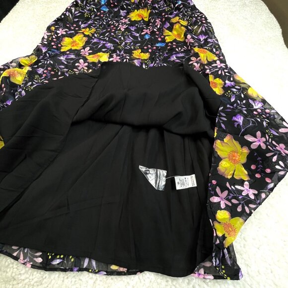 Buddy Love Pepper Enchanted Halter Maxi Dress Lined Black Purple NEW - Picture 8 of 15